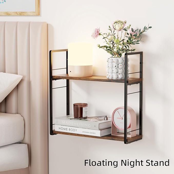 Floating Book Shelves for Wall, 2-Layer Wall Bookshelf for Book Storage - Image 6