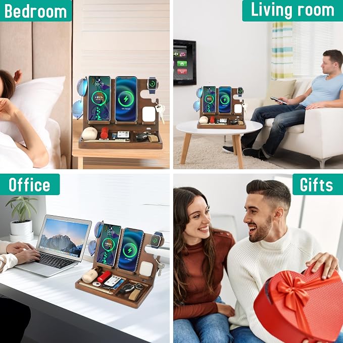 Wireless Charging Station, Wood Phone Docking Station - Image 8
