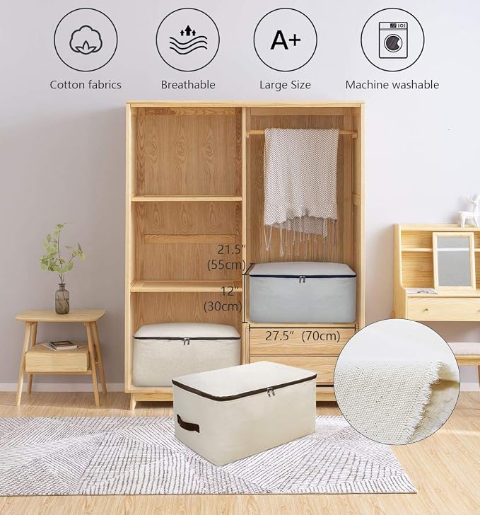 100% Natural Canvas Cotton Large Size Soft Storage Organiser Bags - Image 2