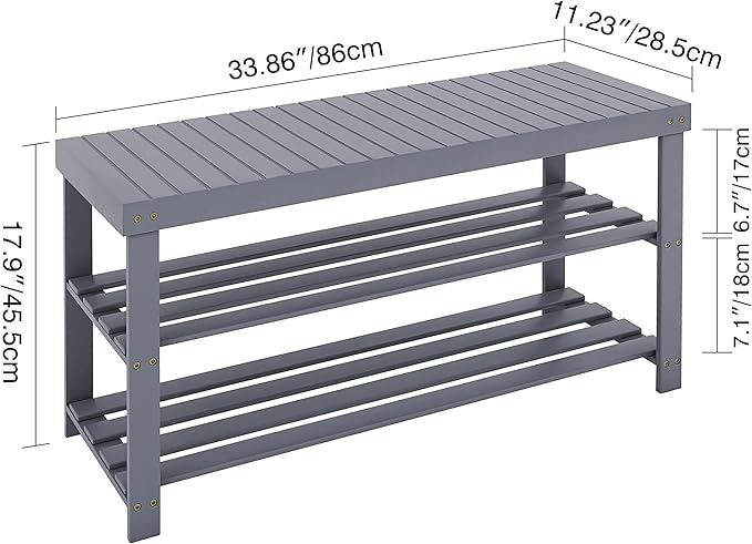SMIBUY Bamboo Shoe Rack Bench, 3-Tier Shoe Organizer Storage Shelf - Image 3