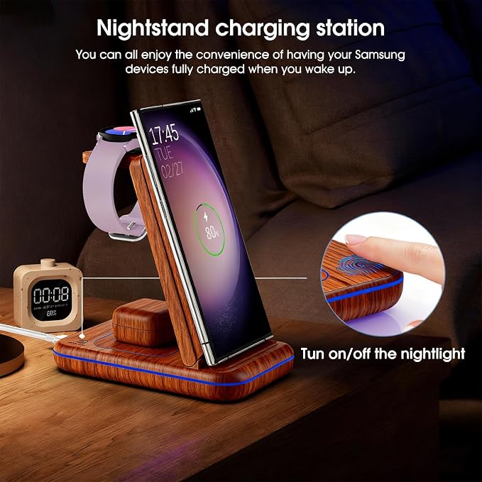 Wireless Charging Station for Samsung/Android, Fast Wireless Watch Charger - Image 5