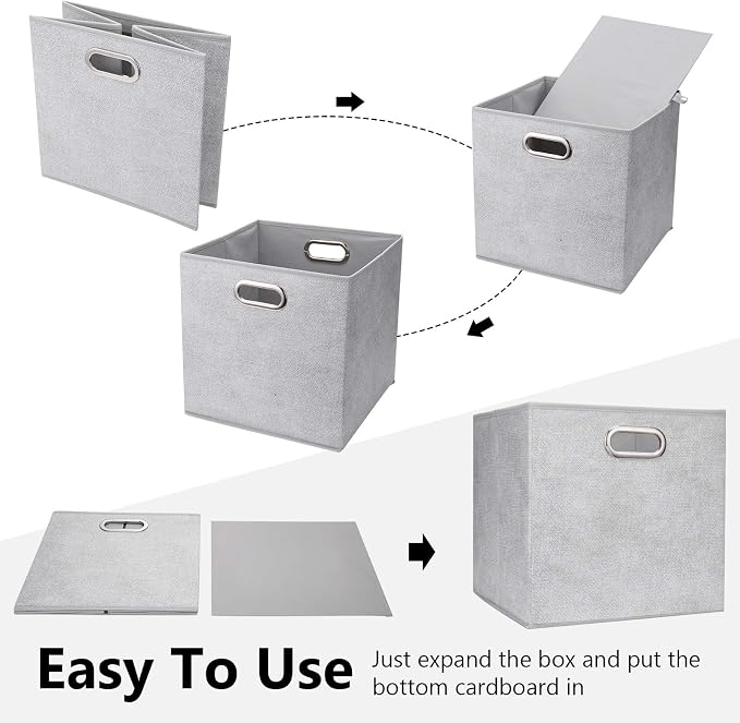 i BKGOO Cloth Storage Bins Set of 4 Thick Fabric Drawers Foldable Cubes Basket - Image 5