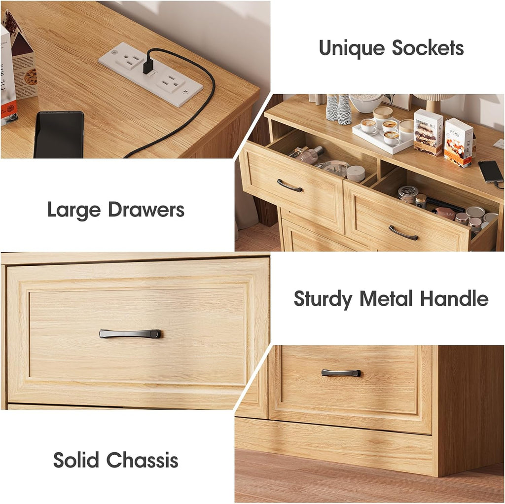 Fameill Dresser for Bedroom, 6 Drawer Wide Dresser Organizer with