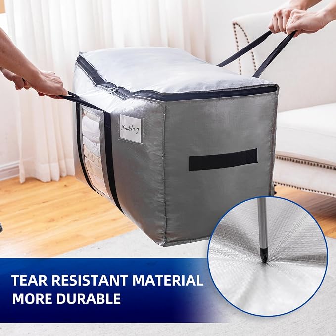 TAILI Extra Large Moving Bags, 12 Pack Silver Heavy Duty Totes - Image 8