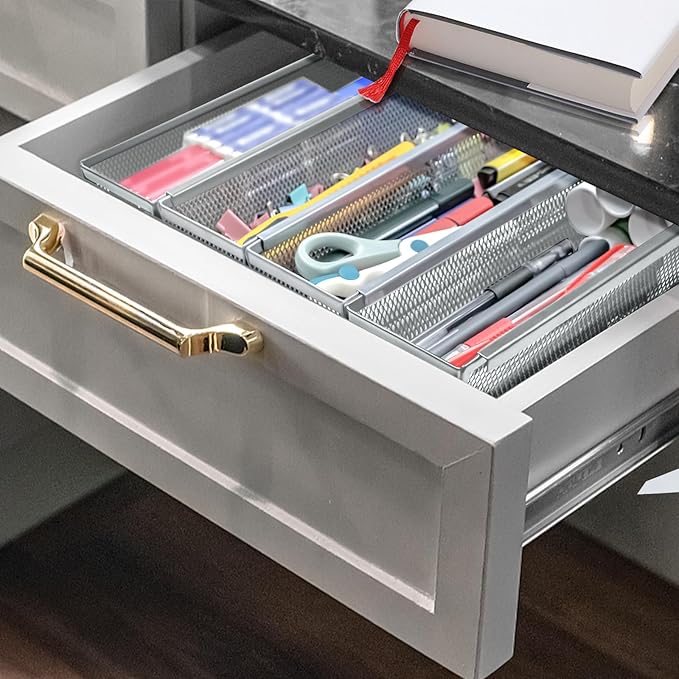 4PCS Drawer Organizer for Kitchen, Utensil Mesh Drawer Organizer - Image 7