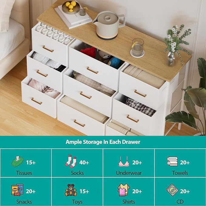 Wide TV Stand Modern TV Console, 9 Drawers Dresser - Image 5