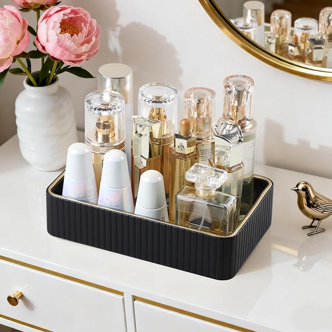 Desk Organizer Tray, PU Leather Valet Tray Nightstand Organizer Cologne Perfume - Image 8