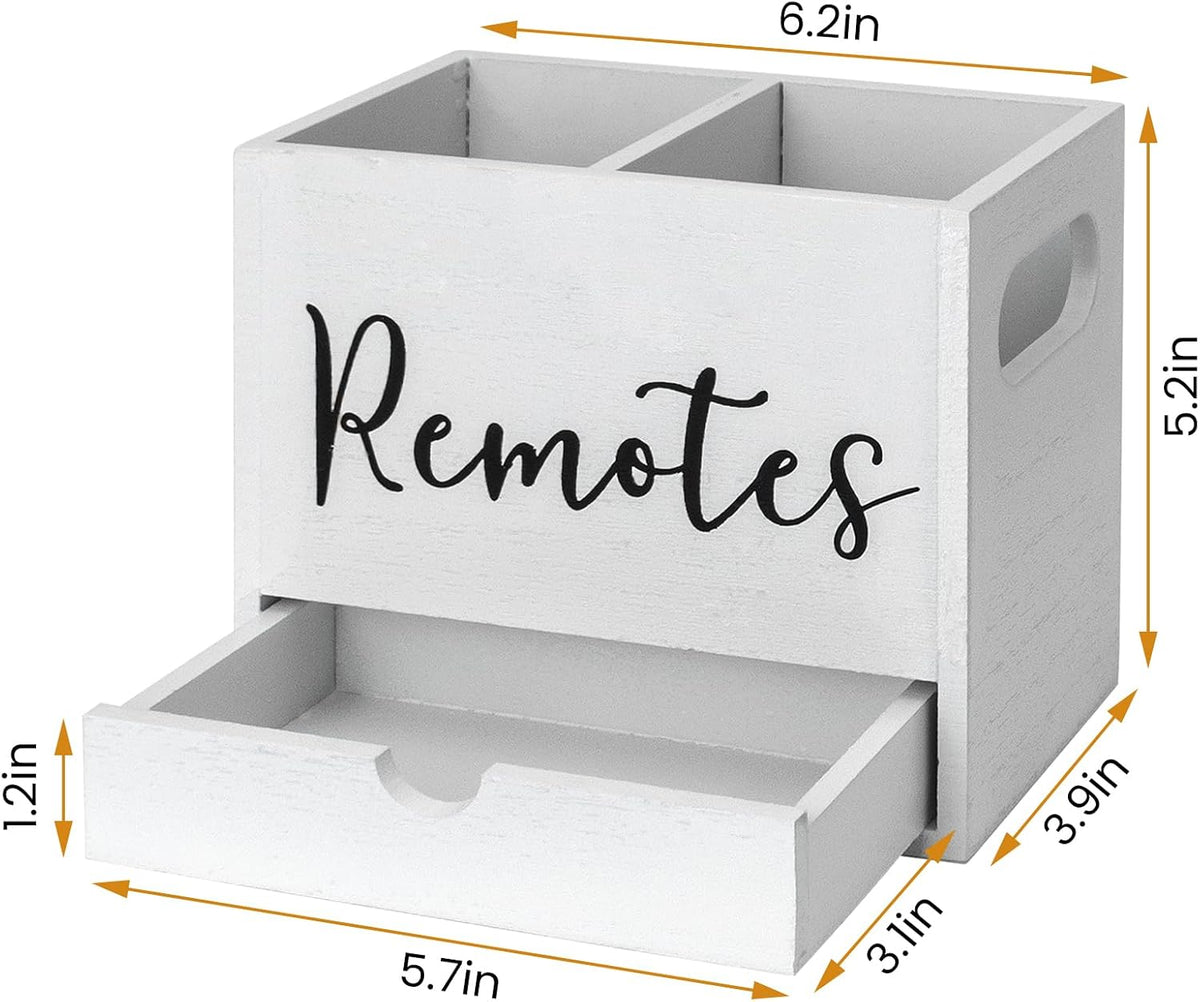 Remote Control Holder, 2 Slot Wooden TV Remote Holder for Table