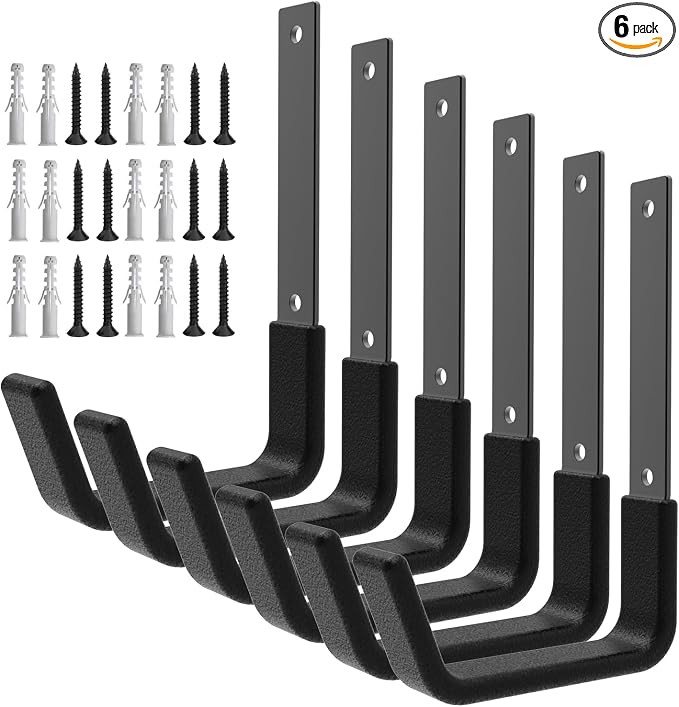 Heavy Duty Utility Hooks for Wall Mount, Garage Wall Hooks, Chainsaw & Leaf by Juformin