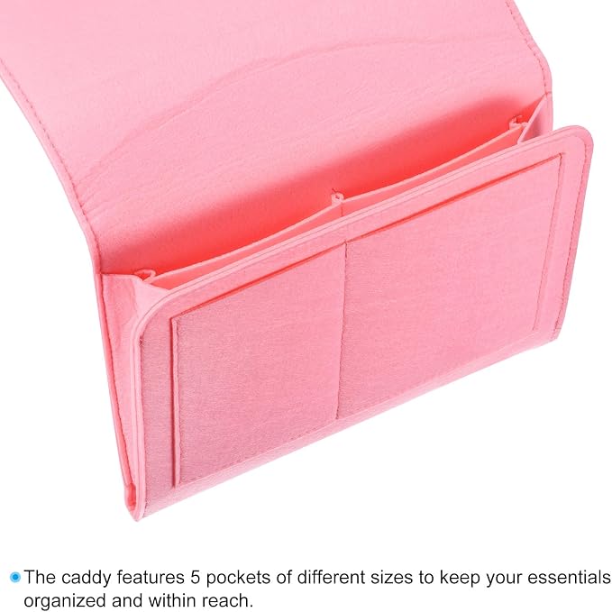 PATIKIL 13in Bedside Caddy, Bed Caddy Bedside Organizer Hanging 5 Pocket Soft - Image 3