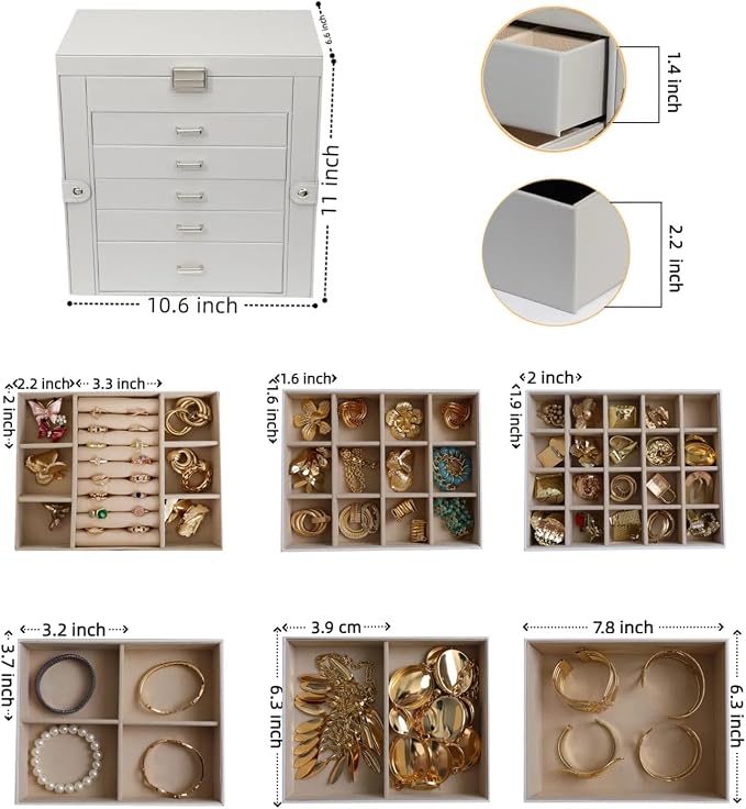 BOOVO Jewelry Box For women, 6 Layer Large Jewelry Organizer - Image 4