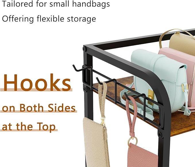 Iron & Wood Floor-Standing 3-Tier Purse Rack - Image 6