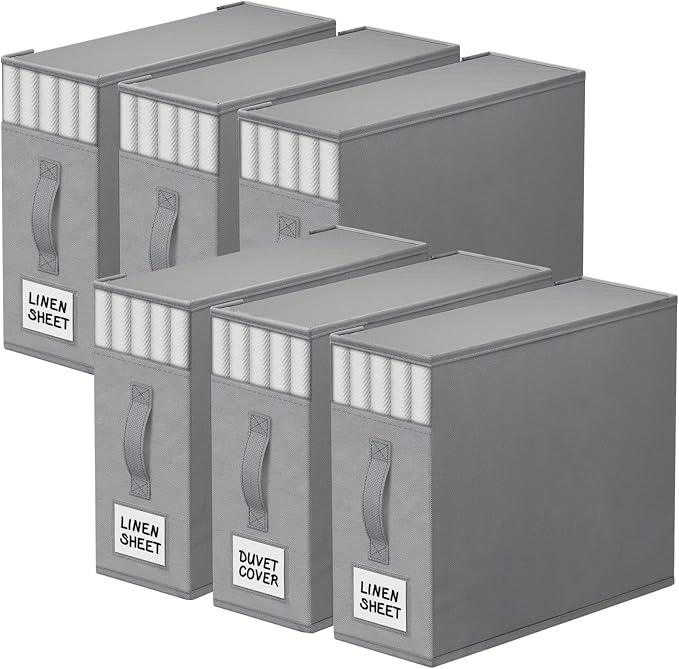 6 Pack Bed Sheet Closet Organizers and Storage, Sturdy Foldable Storage by StorageTastic