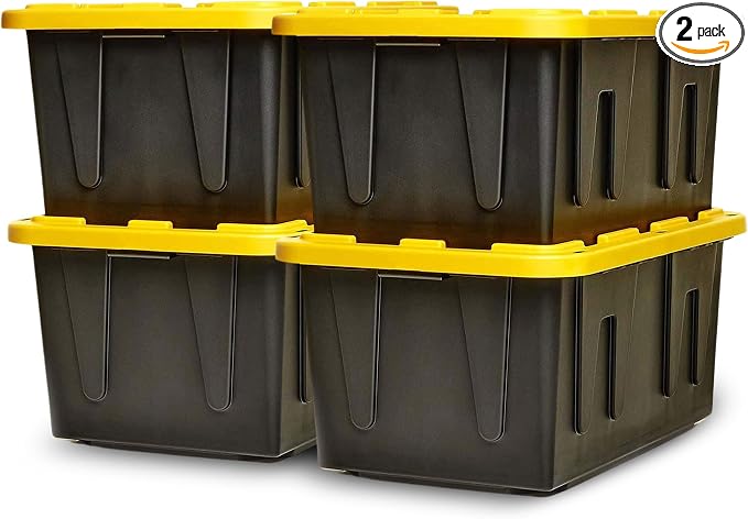 HOMZ 4-Pack Durabilt Tote, Heavy Duty Plastic Storage Bins by Homz