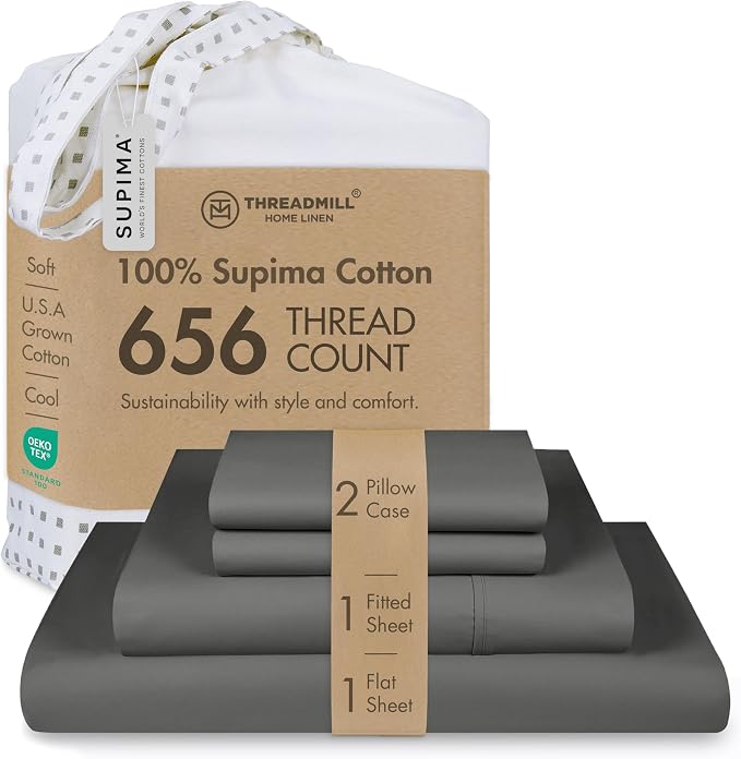 Threadmill California King Sheet Sets |Certified American Supima Cotton Sheets by ThreadmillHomeLinen