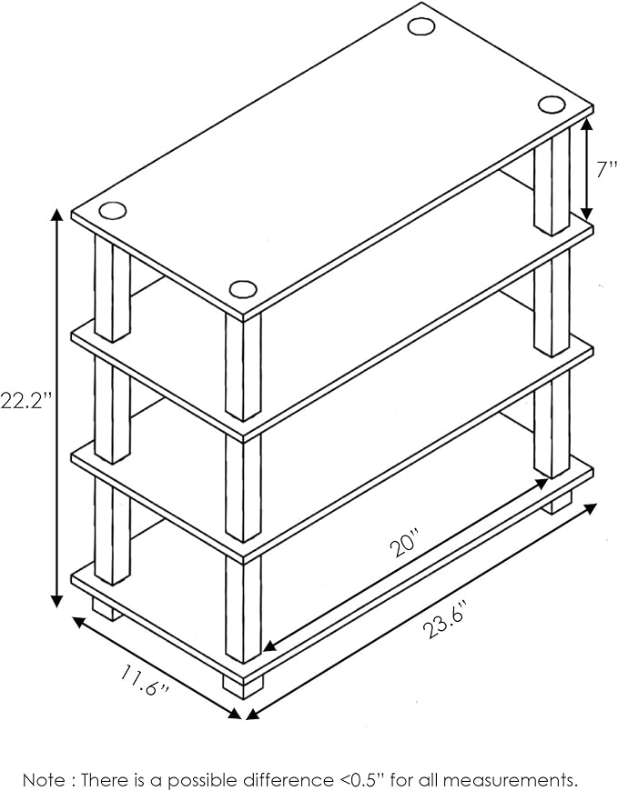 Furinno Turn-S-Tube 4-Tier Shoe Rack, Espresso/Black - Image 3
