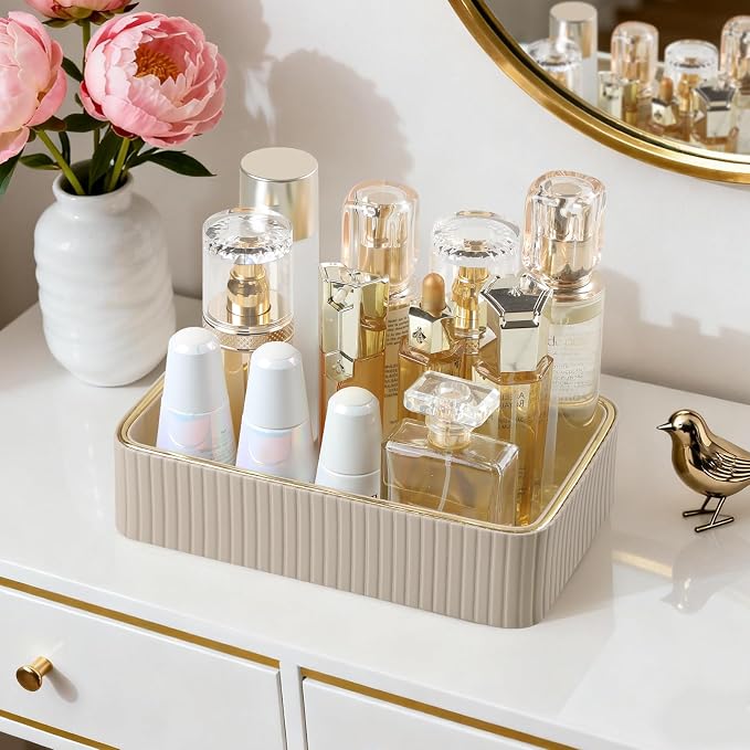 Desk Organizer Tray, PU Leather Valet Tray Nightstand Organizer Cologne Perfume - Image 3