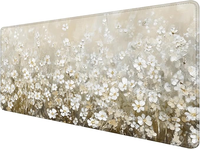 Vintage Watercolor Floral Large Mouse Pad 31.5x15.7inch, Retro Cottagecore by Unknown