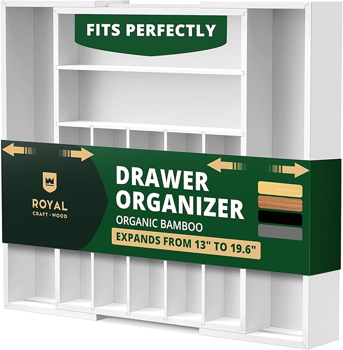 ROYAL CRAFT WOOD Luxury Bamboo Kitchen Drawer Organizer by RoyalCraftWood