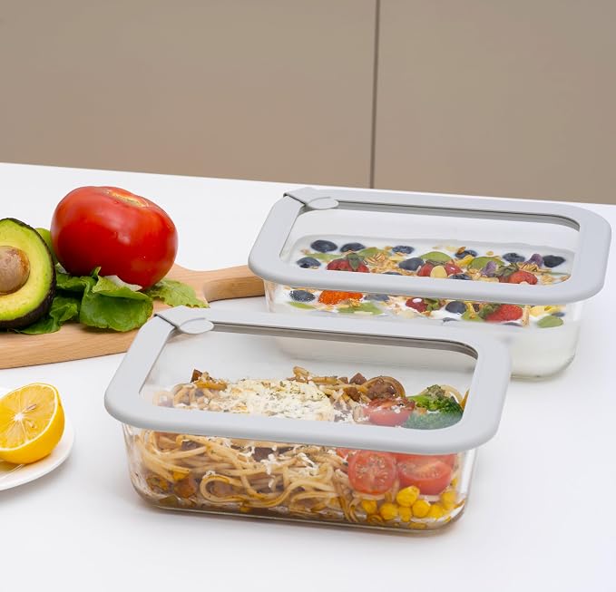 Glass Food Containers with Glass Lid, Microwave Safe Food Storage Container Set - Image 7