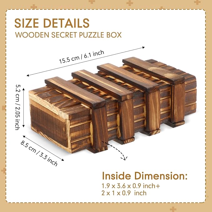 Gejoy Secret Puzzle Box Cash Gift Wooden Puzzle Box - Image 2