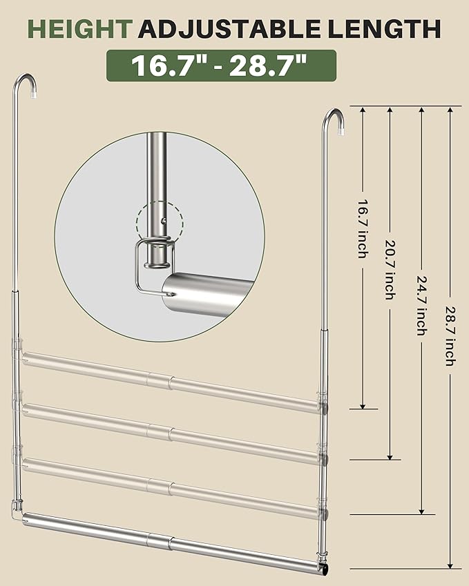 Hanging Closet Rod, Adjustable Height & Width Closet Rods - Image 3