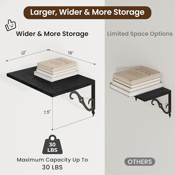 RICHFOCUS 12 Inch Deep Floating Shelves - Image 3