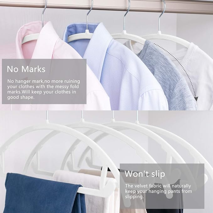 MIZGI Premium Velvet Hangers 30 Pack Heavyduty- Non Slip No Shoulder Bump Suit - Image 5