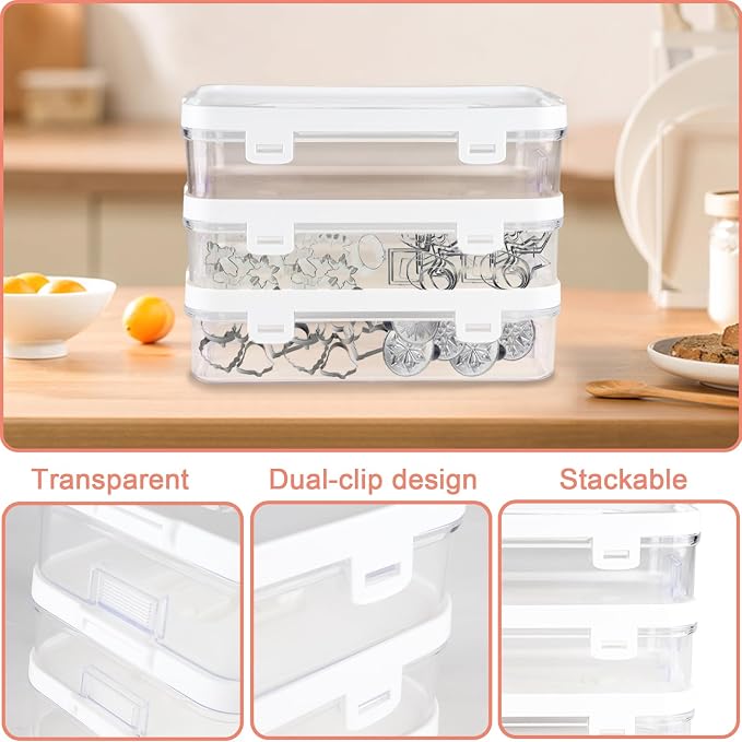 3 Pack of Cookie Cutter Storage, Handheld Transparent Cookie Cutter Organizer - Image 3