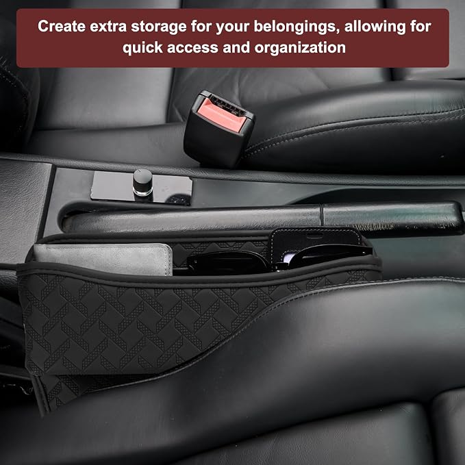 HARFINGTON Car Seat Gap Filler Organizer 11.5 x 8 x 2.1 Inch Leather Universal - Image 6