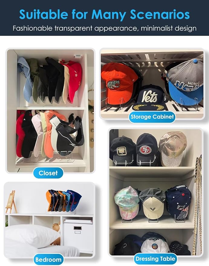 OAPRIRE Hat Stand for Baseball Caps, No-Install Acrylic Hat Organizer and - Image 4
