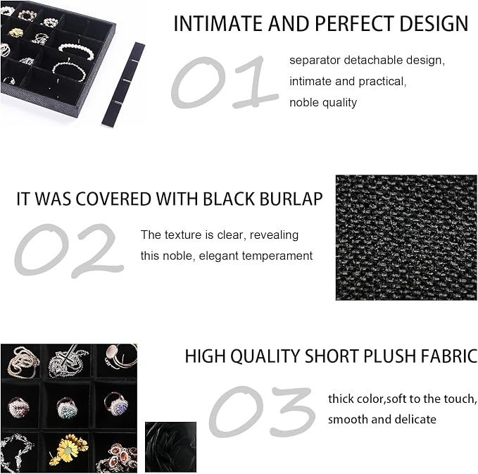 Julysky 2 Pack 24 Grids Jewelry Organizer Trays Ring Earring Display Stand - Image 2