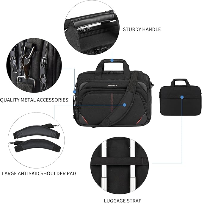 KROSER Laptop Bag 17.3 Inch Premium Laptop Briefcase, Expandable Water - Image 5