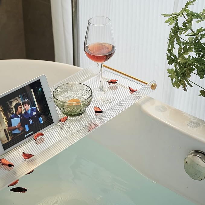 Bathtub Tray Acrylic Bath Tray Bathtub Caddy Non-Slip Bath Tub Tray Table - Image 6
