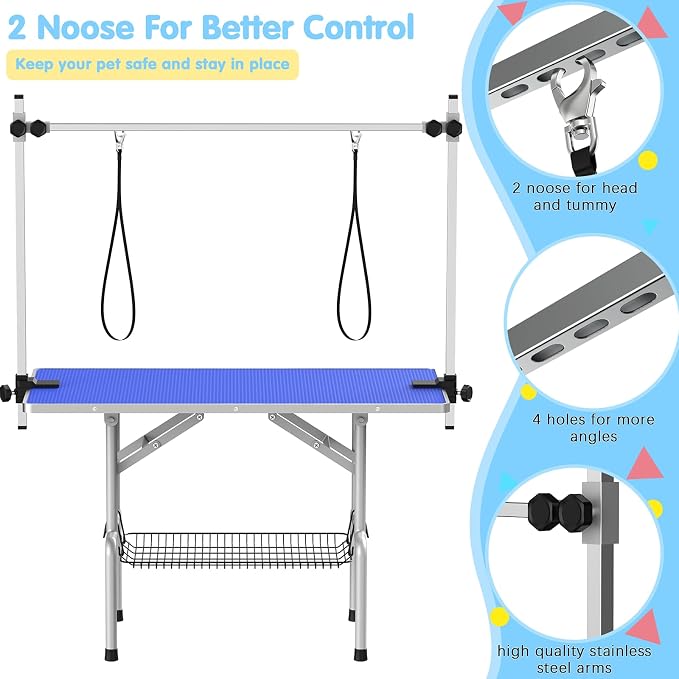Lyromix 42''Large Dog Grooming Table, Adjustable Cat Drying Desktop - Image 2
