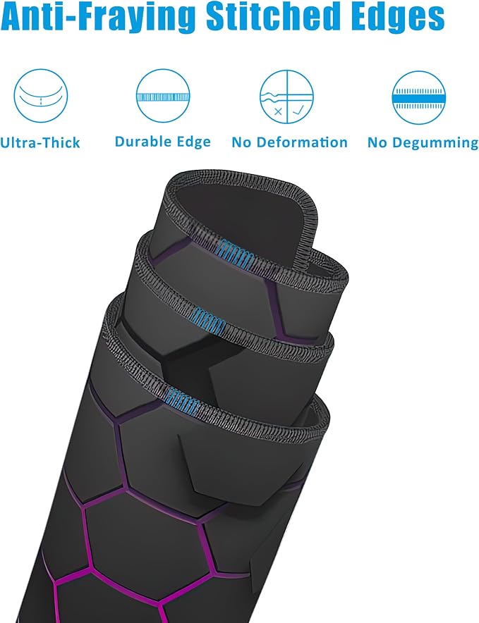 Grid with Purple Light Large Gaming Mouse Pad, Waterproof Desk Mat - Image 4