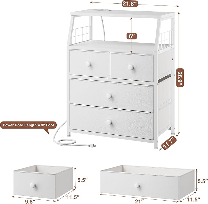 EnHomee 21.8" W White Nightstand - Image 2