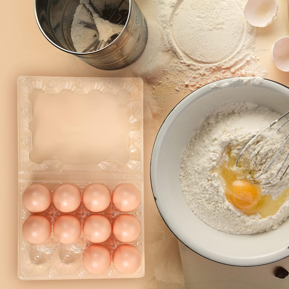 Zubebe 3 x 4 Count 200 Pack Egg Carton Bulk Clear Plastic Empty Egg