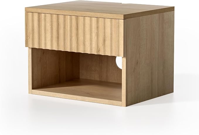 Small Floating Nightstand Set of 2, Modern Fluted Night Stand - Image 8