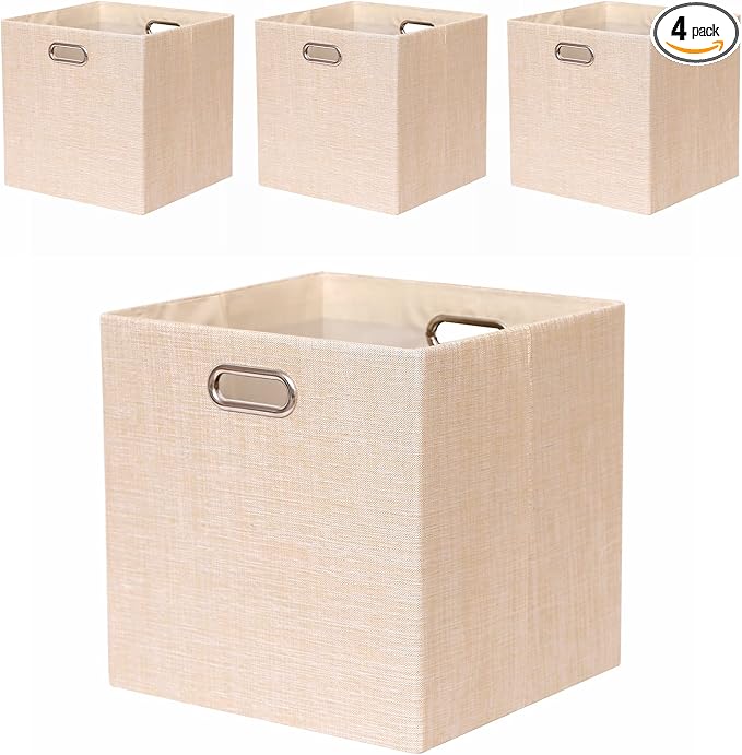 Cube Storage Bins 11×11 Linen Foldable Box by Fboxac