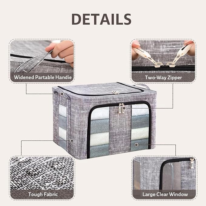 Clothes Storage Bins 50x40x33cm, 66L Waterproof Foldable Fabric Container - Image 8