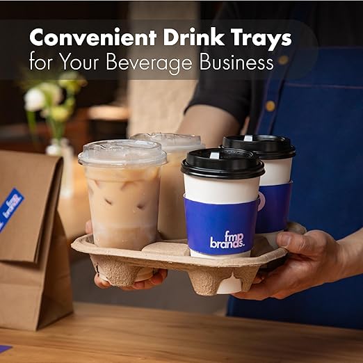 FMP Brands 4 Cup Disposable Drink Carrier Trays, 80 Pack Compostable Pulp Fiber - Image 6