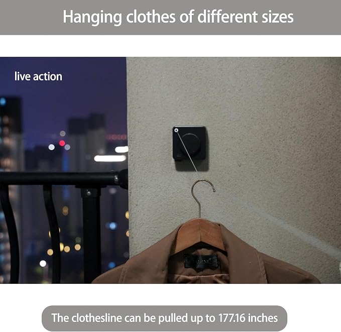 Indoor Retractable Clothesline, Wall-Mounted Heavy Duty Laundry Line, Stainless - Image 2