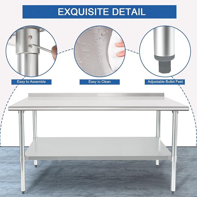 HARDURA Stainless Steel Prep & Work Table 30 x 72 Inches NSF Heavy Duty - Image 4