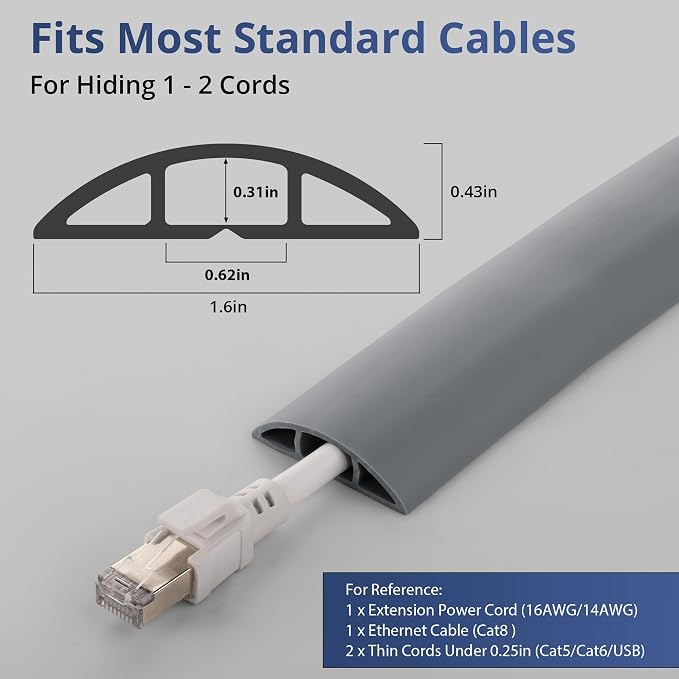 ZhiYo 5.6ft Cord Covers for Wires on Floor, Cord Hider Floor Hide Extension - Image 2