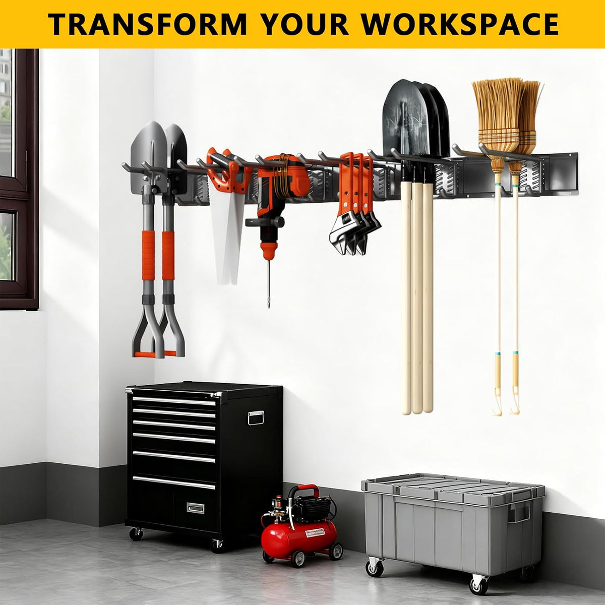 Garage Tool Organizer Wall Mount, 48inch Heavy-Duty Garage Storage