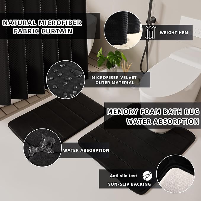 Bathroom Set - 25PC Black Bathroom Set - Image 8