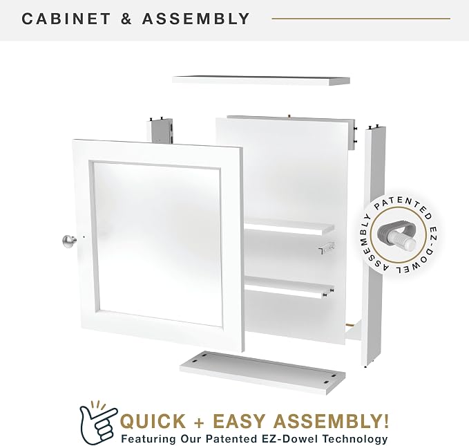 MCS 23x16 White Medicine Cabinet Organizer, Wall Mounted Bathroom Cabinet - Image 6