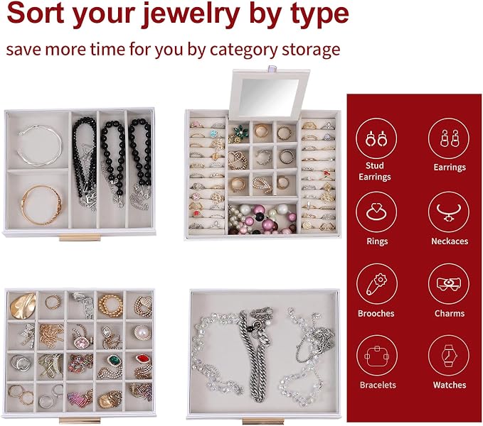 BOOVO Clear Lid Jewelry Box, 4 Layers Jewelry Organizer Large Jewelry Storage - Image 3