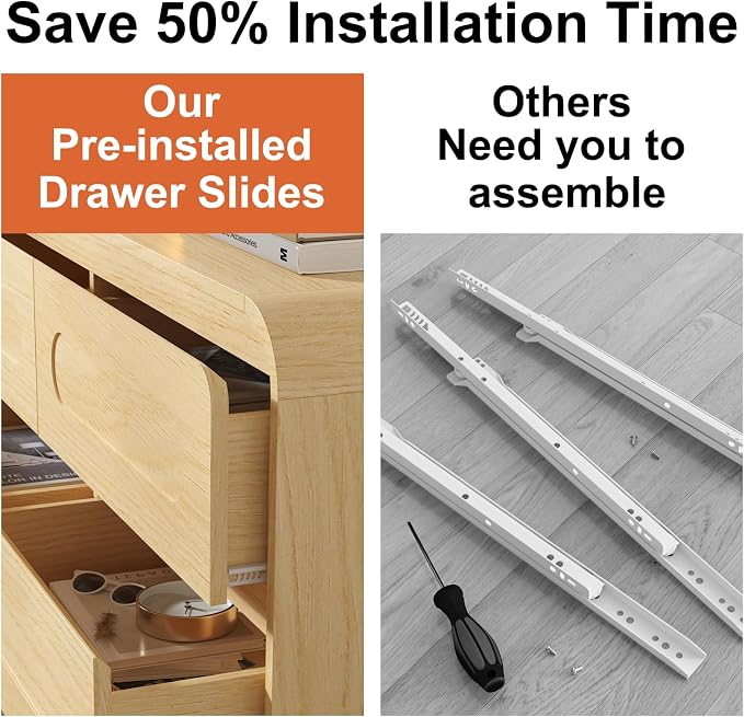 Dresser for Bedroom with 9 Drawers, Wood Closet Clothes Storage Long Dressers - Image 3